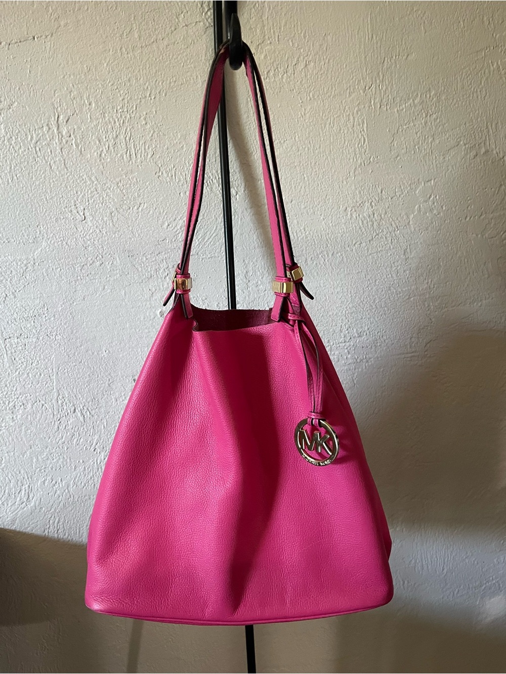 Michael Kors Hot Pink Pebbled Leather Shoulder Bag